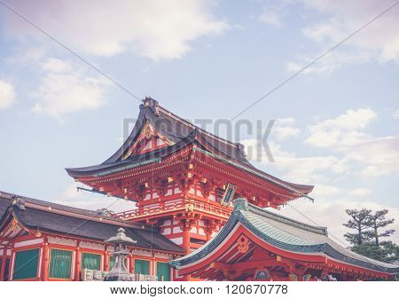 Fushimiinari Taisha ShrineTemple in Kyoto, Japan  ( Filtered image processed vintage effect. )