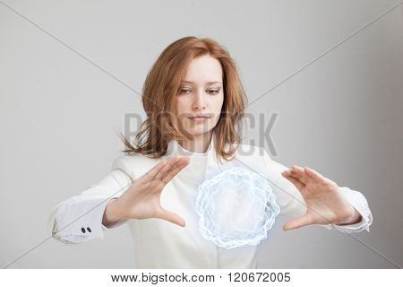 Woman with glowing magical energy ball.