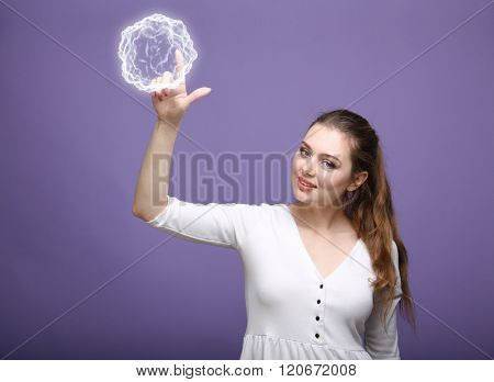 Woman with glowing magical energy ball.