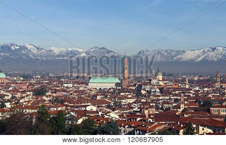 Vicenza, Italy, Panorama Of The City With Basilica Palladiana