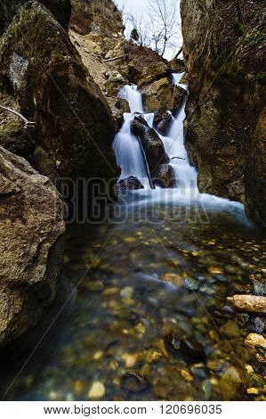 a beautiful waterfall on the river Cheia in Romania