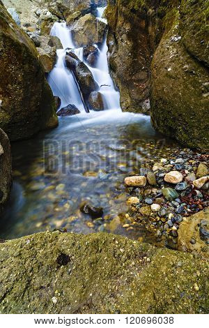 a beautiful waterfall on the river Cheia in Romania