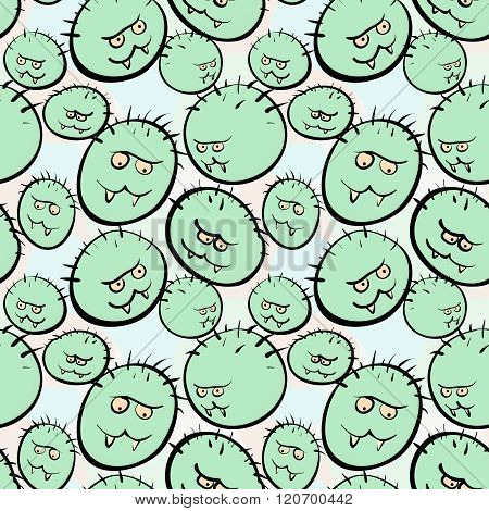 Seamless Vector Texture - Hideous Green Microbes