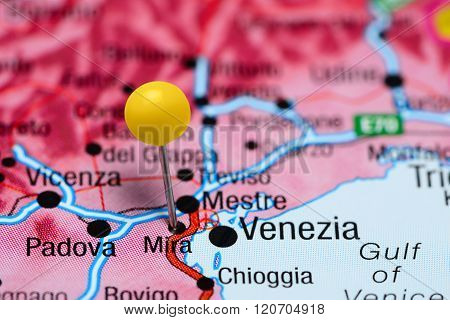 Mira pinned on a map of Italy