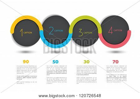 Infographic Vector Option Banner With 4 Steps. Color Spheres, Balls, Bubbles.