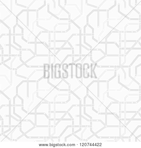 Abstract Monochrome Gray And White Metro Scheme Seamless Pattern. Transport Concept Wallpaper Vector