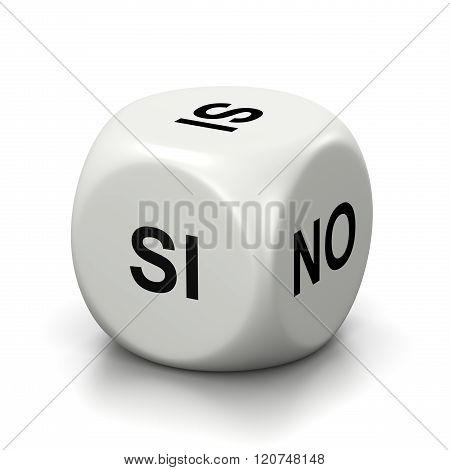 Yes Or No White Dice, Spanish And Italian Language