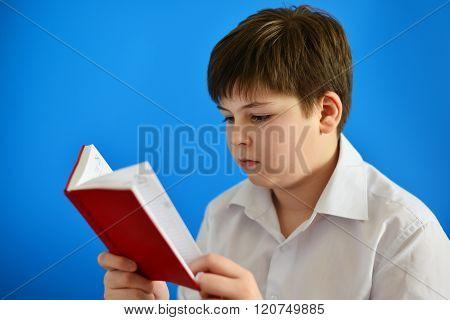 Boy teenager looking in a day planner