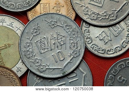 Coins of Taiwan. Taiwan 10 dollars coin
