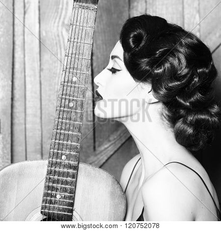 Retro Woman With Guitar