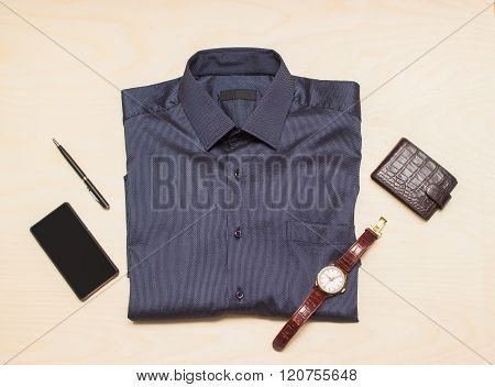 Men's clothes style accessories, flat lay