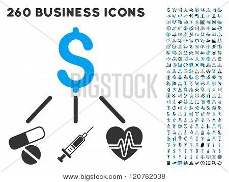 Medical Budget Icon with Flat Glyph Set