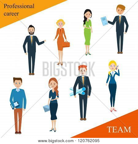 Modern business people flat lines