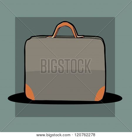 cartoon gray travel bag with orange accents