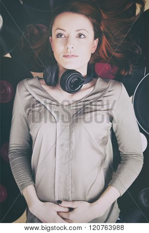 young beautiful happy girl indoors at home