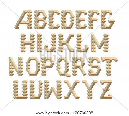Isometric 3D Font From The Cubes And Rhombs.