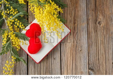 Rural Wooden Table With Notebook And Love Message