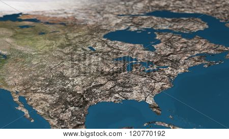 Dying Earth Global Warming Heavy Pollution Affected And Dried North America