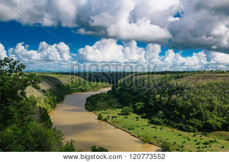 Tropical rio de Chavon, Dominican Republic. top view