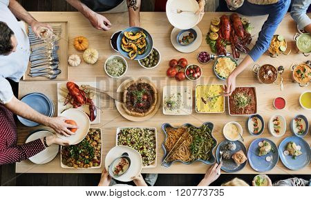 Friends Party Buffet Enjoying Food Concept