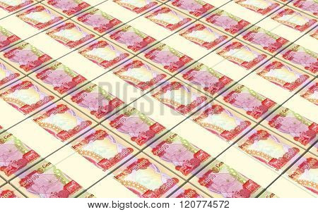 Iraqi dinars bills stacked background. Computer generated 3D photo rendering.