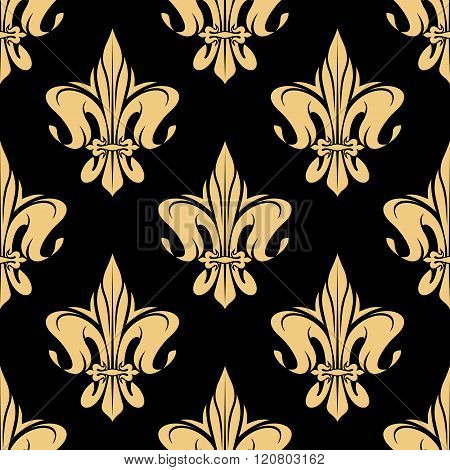 Yellow royal fleur-de-lis seamless pattern