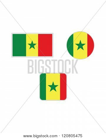 Vector Senegal Flag and Icon Set