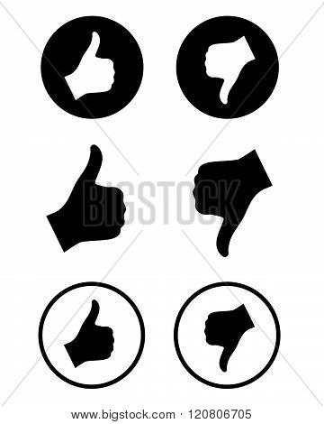 Vector 'thumbs up' and 'thumbs down' icon set