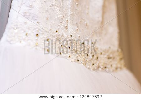 Wedding dress waiting bride. Exquisite lace details.
** Note: Shallow depth of field