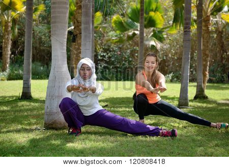 Young Women Wooking Out In Outdoor