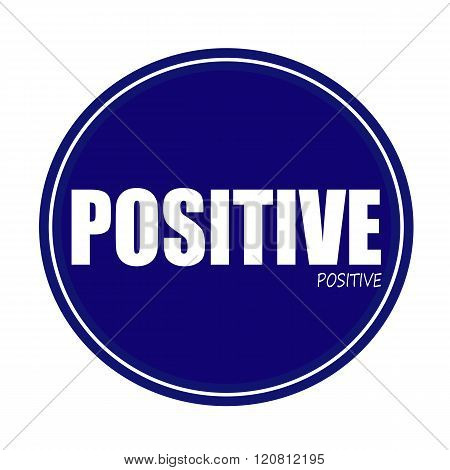 an images of POSITIVE white stamp text on blue