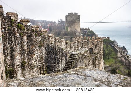 ISTANBUL, TURKEY - MARCH 20, 2011: Roumeli Hissar Castle fortress in European part of Istanbul, Turkey