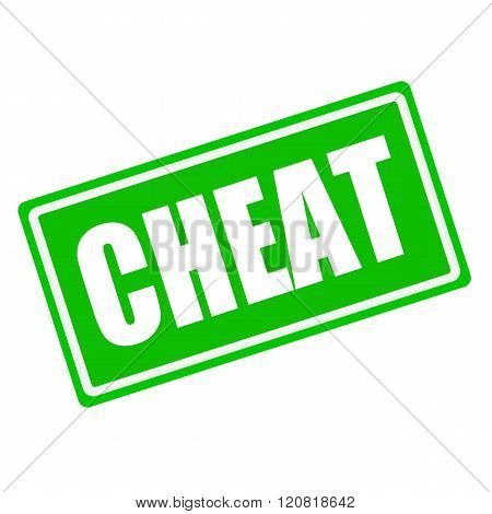 Cheat white stamp text on green background