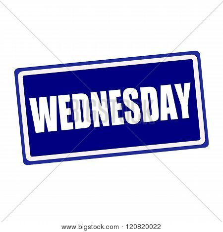 Wednesday white stamp text on blue background