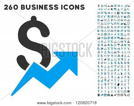 Sales Growth Icon with Flat Vector Set