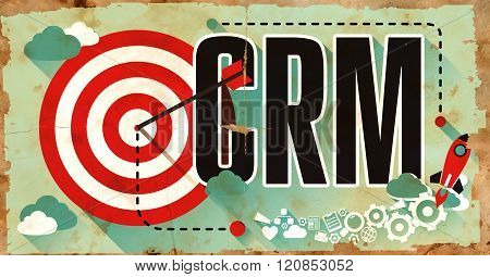 CRM on Grunge Poster in Flat Design.