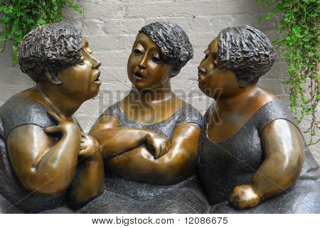 Artistic statues of women talking in Montreal, Quebec