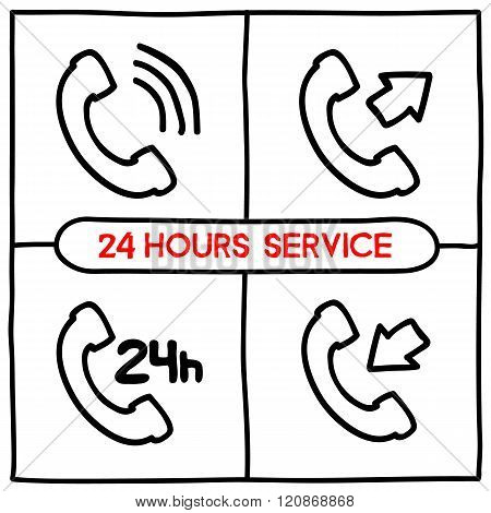 Doodle telephone icons set