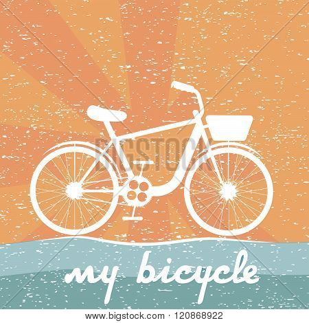 Grunge Retro Vector Illustration Of  Bicycle . Concept Of Graphic Clipart Work