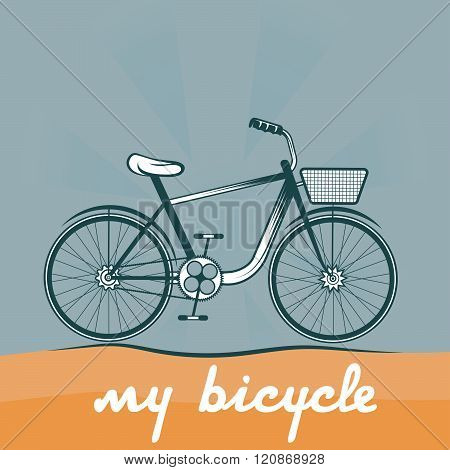 Retro Vector Illustration Of  Bicycle . Concept Of Graphic Clipart Work