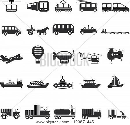 Twenty Five Vector Icons Of Transport Theme