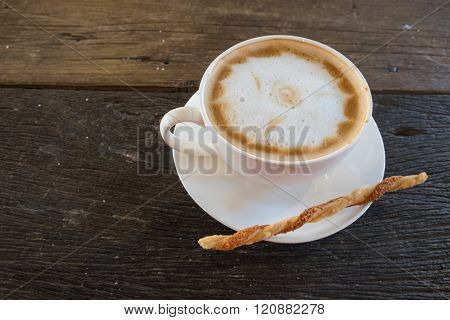 Hot Coffee On Wooden Table /hot Coffee