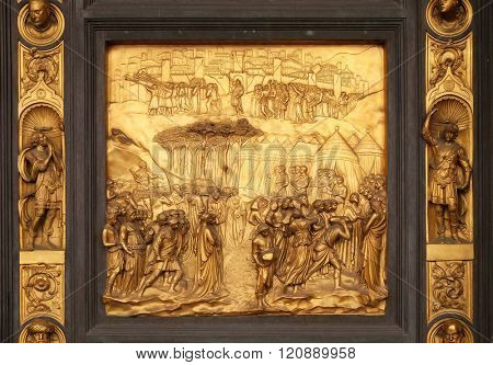 FLORENCE, ITALY - JUNE 05: Baptistry of Saint John, Gates of Paradise, Joshua, Florence, Italy on June 05, 2015