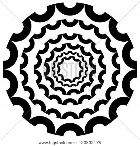 Circular, Concentric Abstract Design Element , Motiff On White
