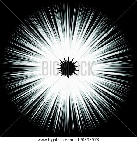 Abstract Bursting, Spiky Shape. Monochrome Vector Design Element.