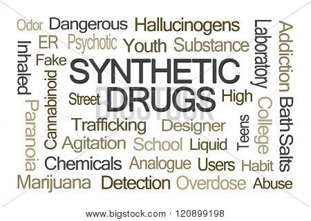 Synthetic Drugs Word Cloud on White Background