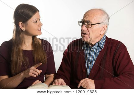 Woman Helps Senior Man