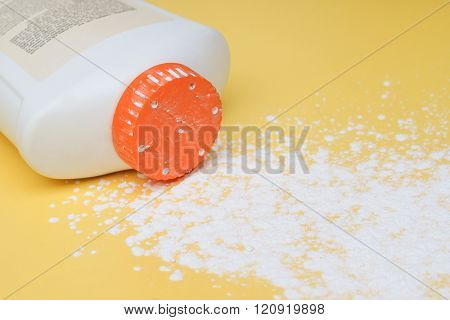 Baby talcum powder container on white background