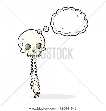 spooky cartoon sull and spine with thought bubble