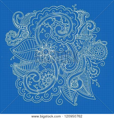 Floral ornamental doodle pattern